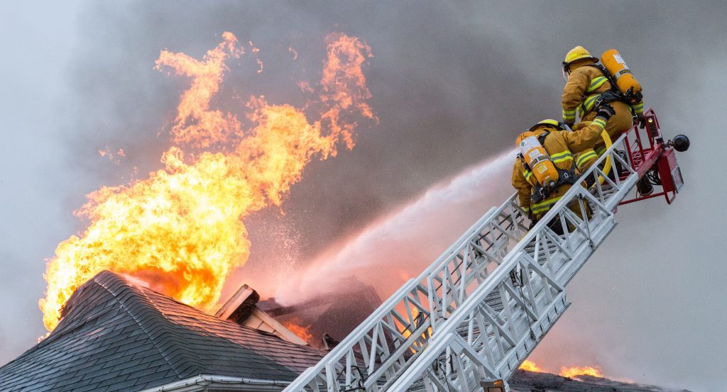 fireman fighting home fire